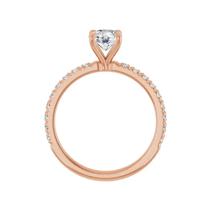 AMELIA 14K Rose Gold Round Lab Grown Diamond French-Set Engagement Ring - Image 4
