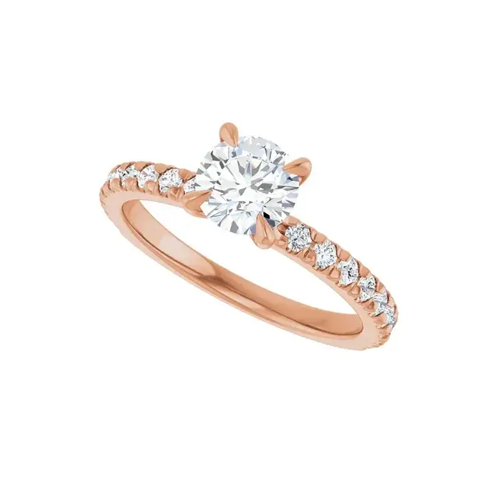 AMELIA 14K Rose Gold Round Lab Grown Diamond French-Set Engagement Ring - Image 5