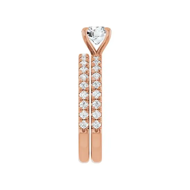 AMELIA 14K Rose Gold Round Lab Grown Diamond French-Set Engagement Ring - Image 7