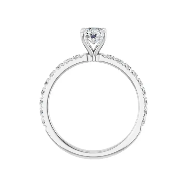 AMELIA 18K White Gold Round Lab Grown Diamond French-Set Engagement Ring - Image 4