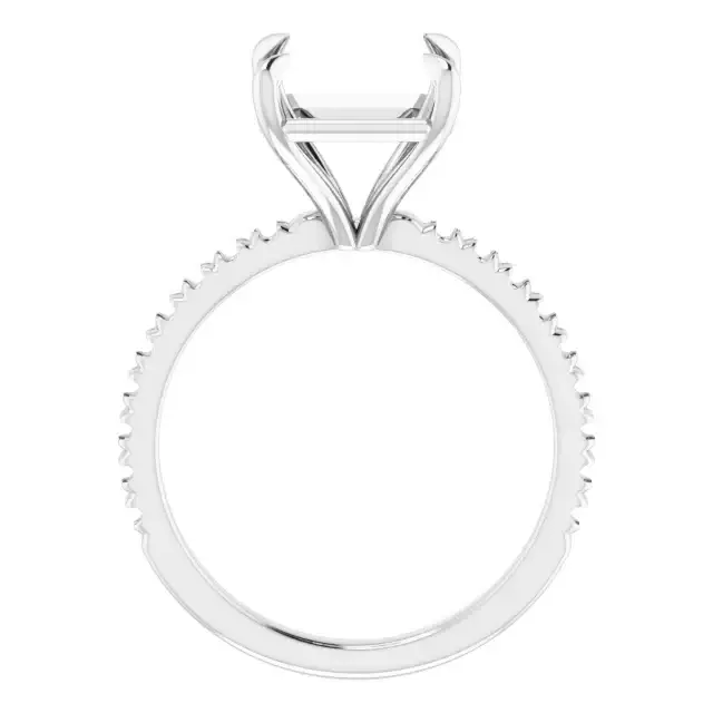 AMELIA Lab Grown Diamond French-Set Engagement Ring Setting for Asscher Stones - Image 2