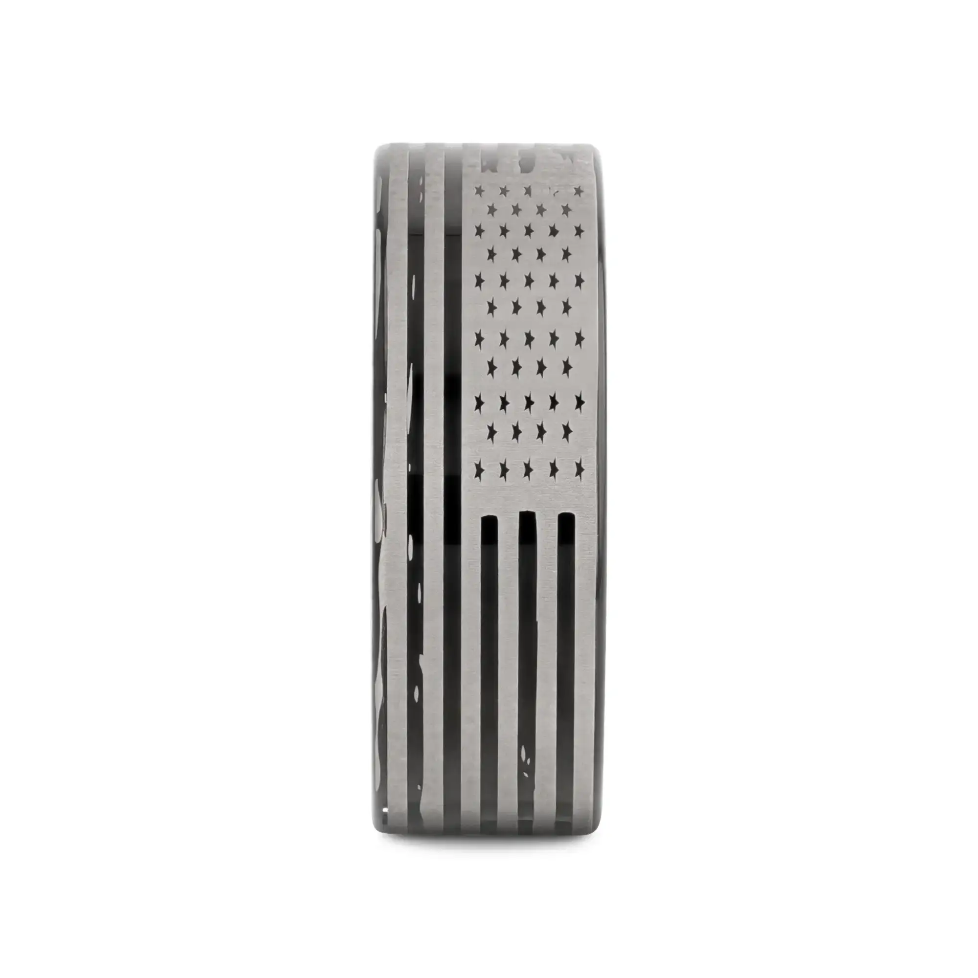 American Flags Engraved Flat Polished Black Tungsten Bands - Image 2