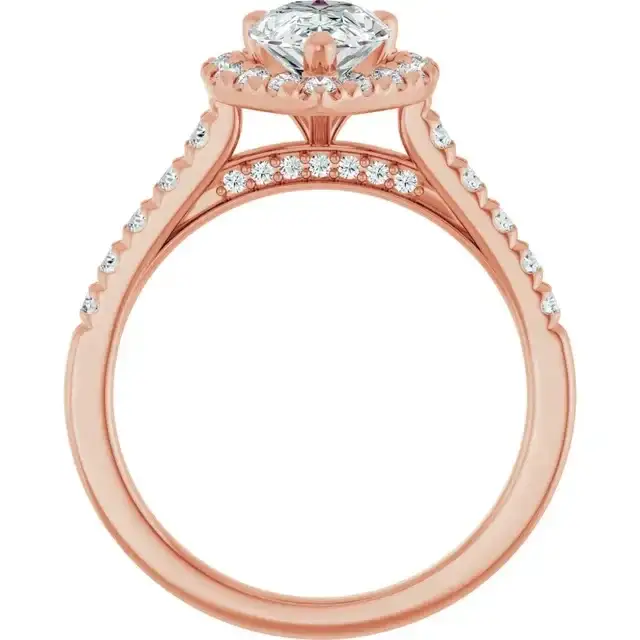 ANGEL 14K Rose Gold Accented Pear Engagement Ring - Image 2