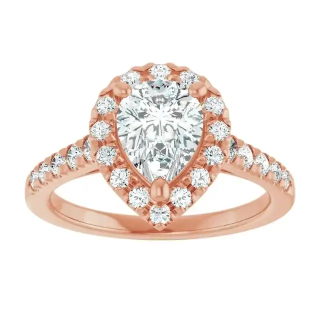 ANGEL 14K Rose Gold Accented Pear Engagement Ring - Image 3