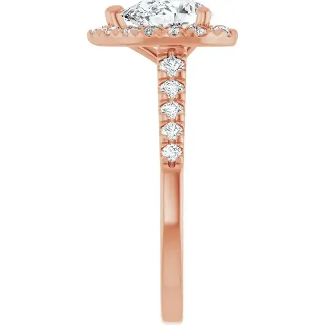 ANGEL 14K Rose Gold Accented Pear Engagement Ring - Image 4