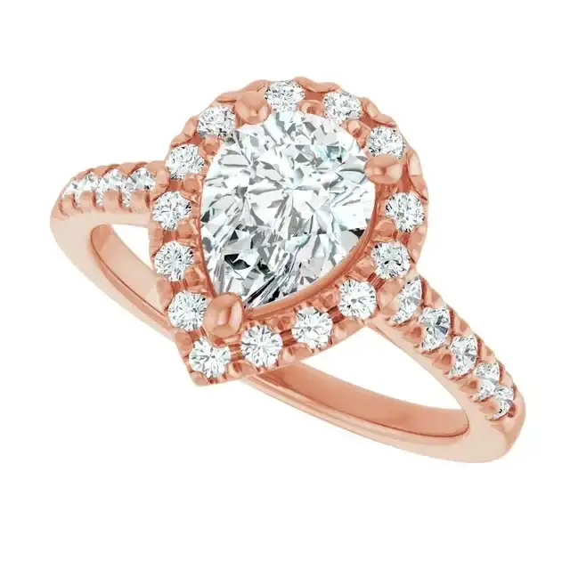 ANGEL 14K Rose Gold Accented Pear Engagement Ring - Image 5