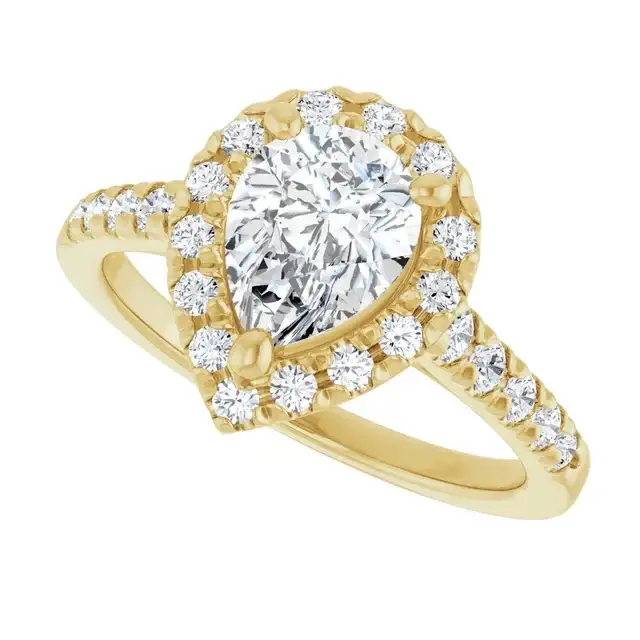 ANGEL 14K Yellow Gold Accented Pear Engagement Ring - Image 2