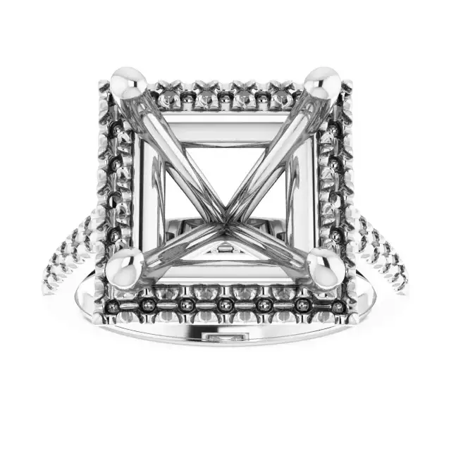 ANGEL Accented Engagement Ring Setting for Square Stones - Image 3