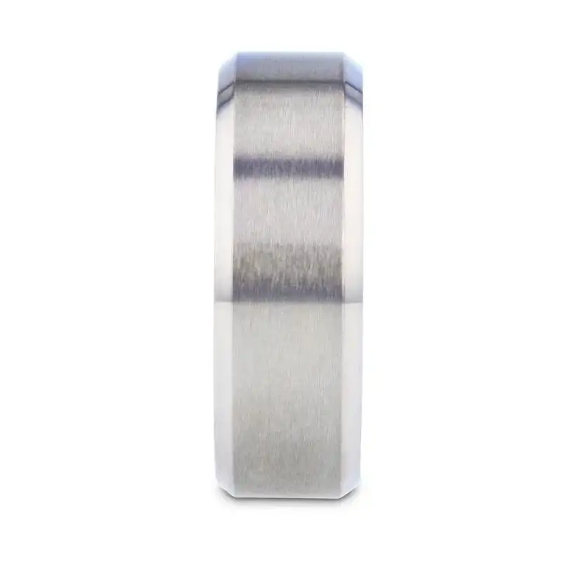 ARCTIC Flat Beveled Edges Titanium Ring with Brushed Center and Vibrant Blue Inside - 8mm - Image 2