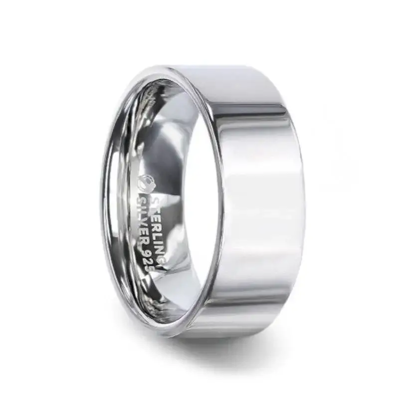 ARGENTA Silver Polished Finish Flat Style Women's Wedding Band - 4mm - Image 4