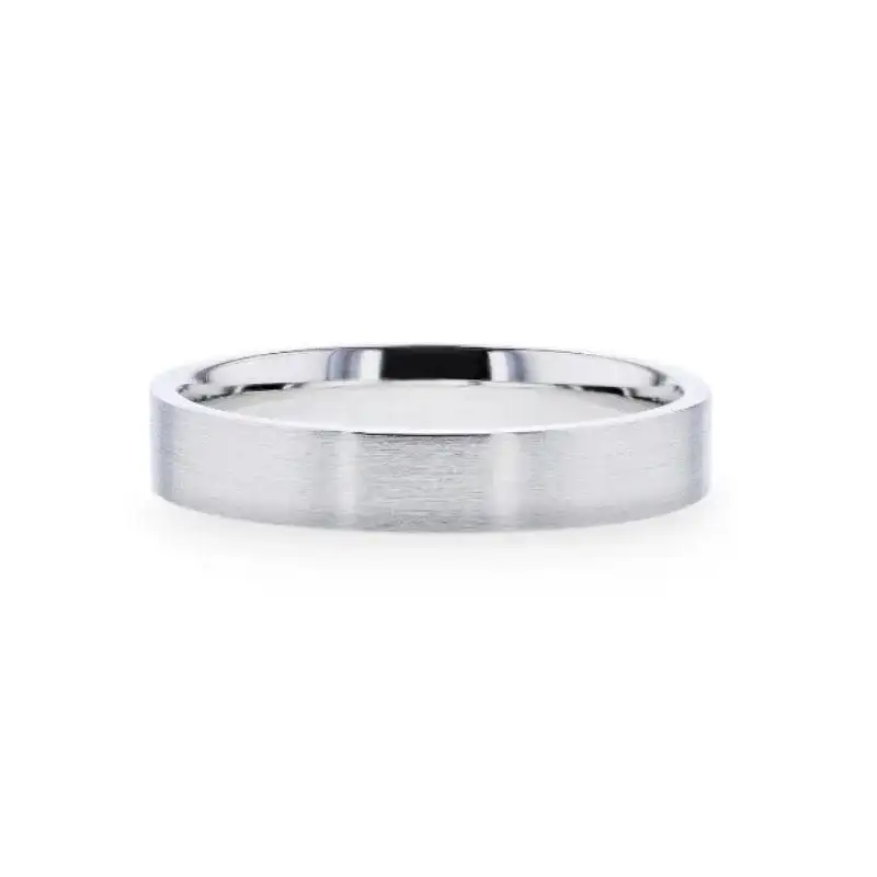 ARISTOCRAT Silver Brushed Finish Flat Style Wedding Band - 4mm & 8mm - Image 6