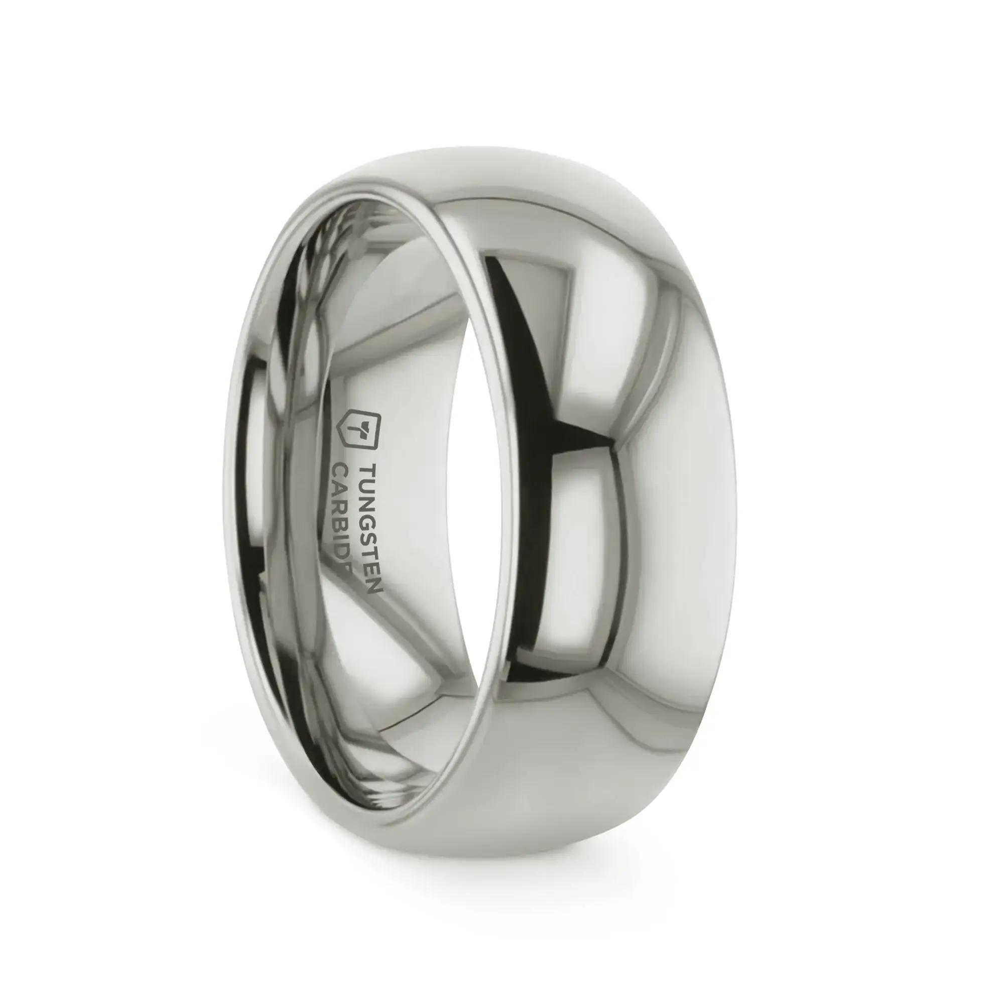 ARLINGTON Domed White Tungsten Ring, 2mm–12mm widths