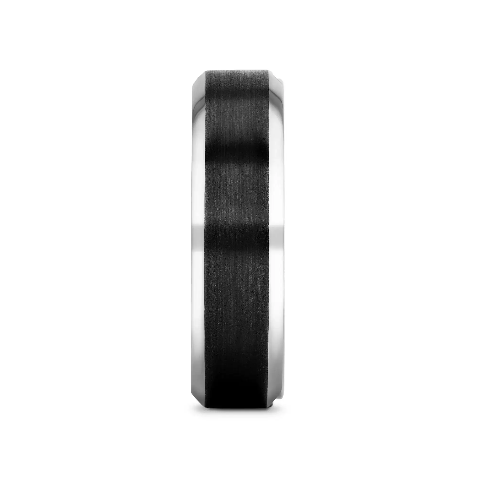 ATNOS Men’s Black Titanium Wedding Ring with Brushed Center and Polished Beveled Edges — 6mm & 8mm - Image 7