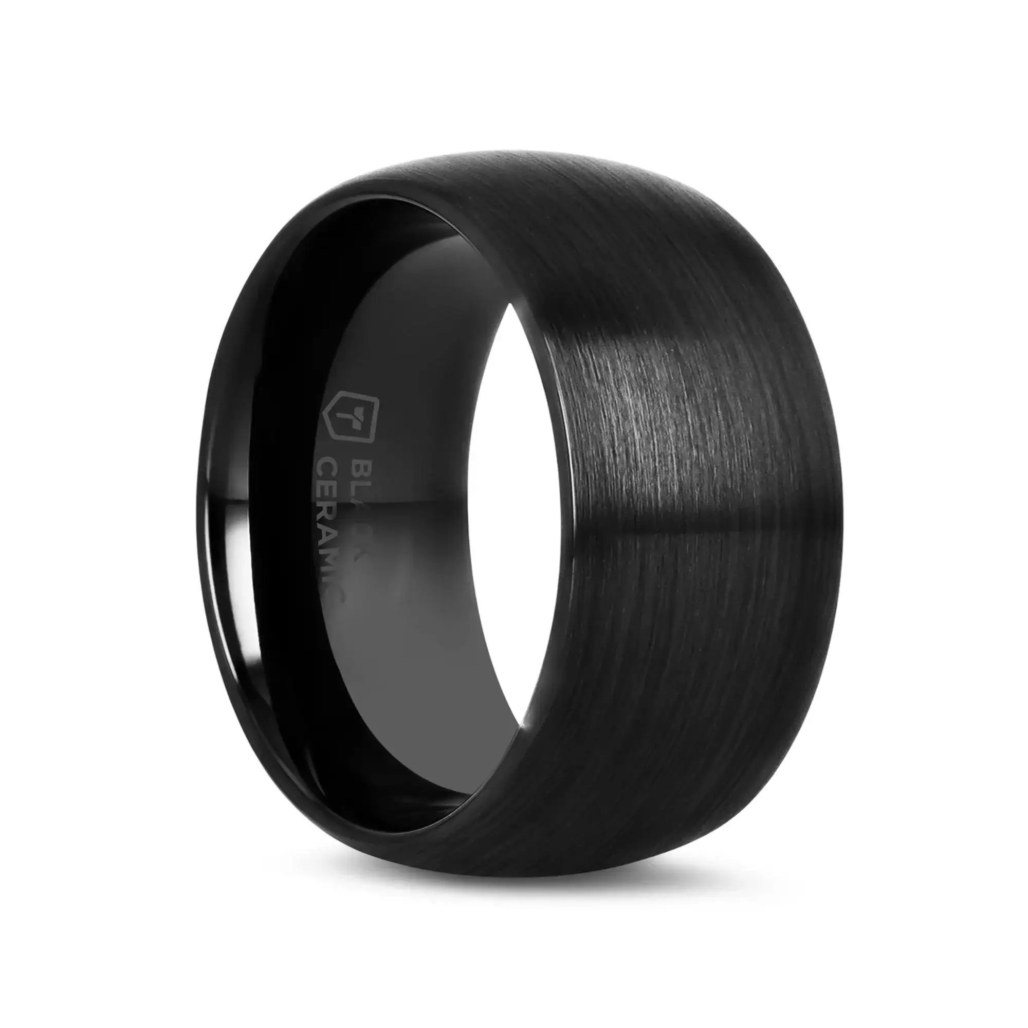 ATTOR Domed Brush Finished Black Ceramic Wedding Band - 2mm - 12mm - Image 16