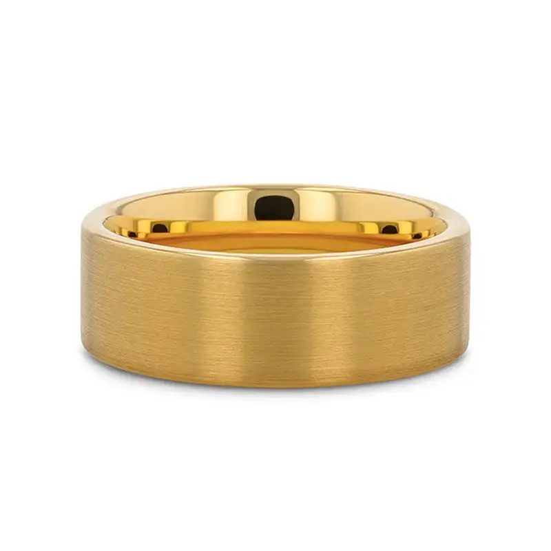 AUDEN Gold-Plated Flat Brushed Tungsten Wedding Ring — 4mm, 6mm & 8mm - Image 3