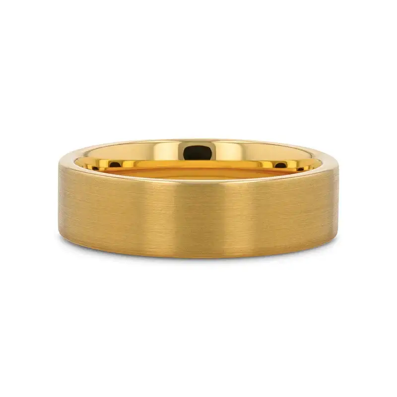 AUDEN Gold-Plated Flat Brushed Tungsten Wedding Ring — 4mm, 6mm & 8mm - Image 6