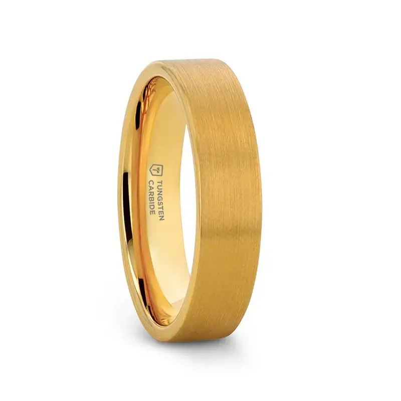 AUDEN Gold-Plated Flat Brushed Tungsten Wedding Ring — 4mm, 6mm & 8mm - Image 7