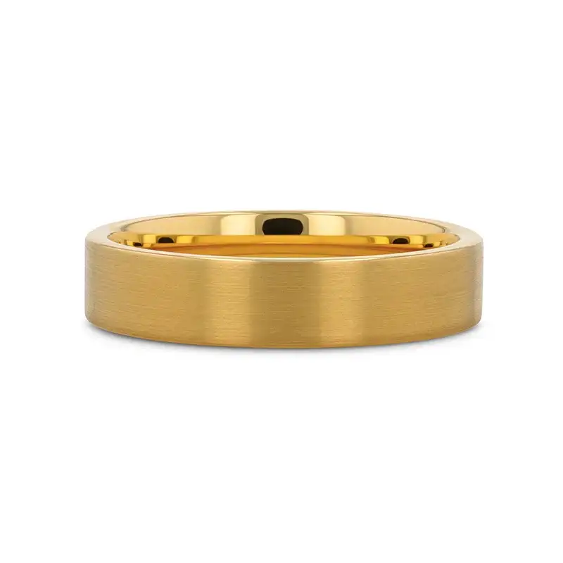 AUDEN Gold-Plated Flat Brushed Tungsten Wedding Ring — 4mm, 6mm & 8mm - Image 9
