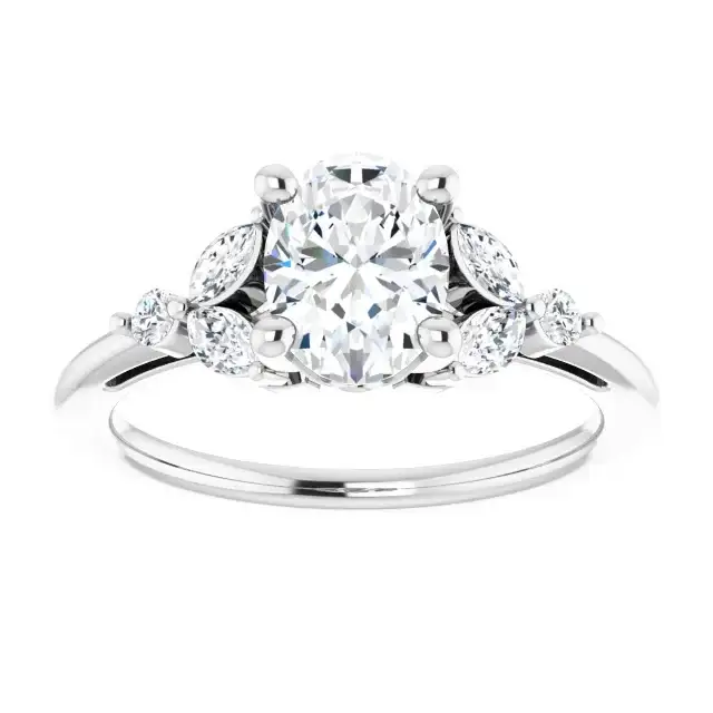 AURELIE 14K White Gold Oval Lab Grown Diamond Engagement Ring - Image 3