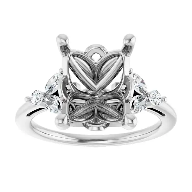 AURELIE Lab Grown Diamond Engagement Ring Setting for Emerald Stones - Image 3