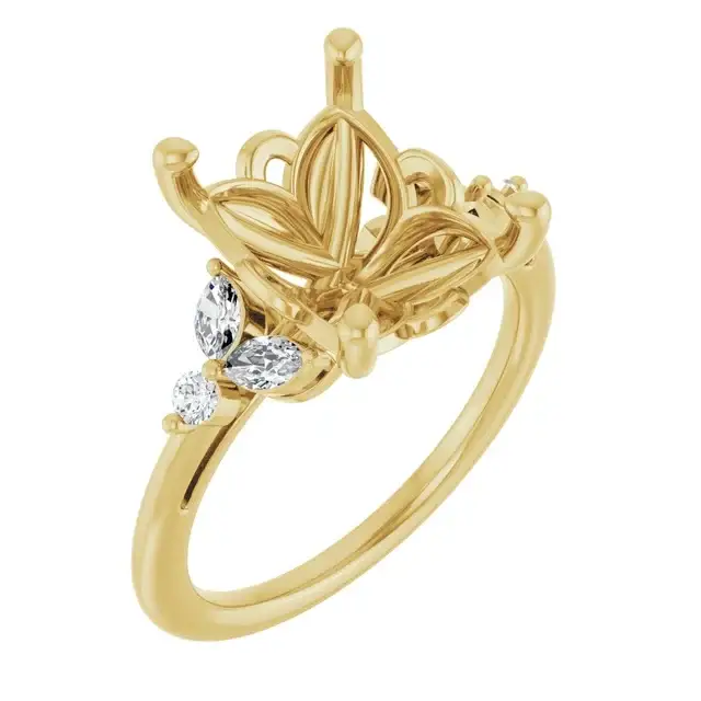 AURELIE Lab Grown Diamond Engagement Ring Setting for Emerald Stones - Image 4