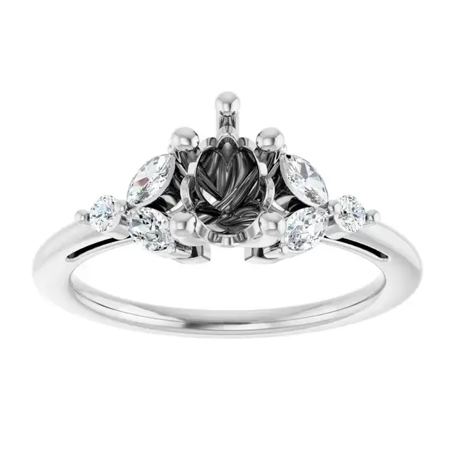 AURELIE Lab Grown Diamond Engagement Ring Setting for Pear Stones - Image 3