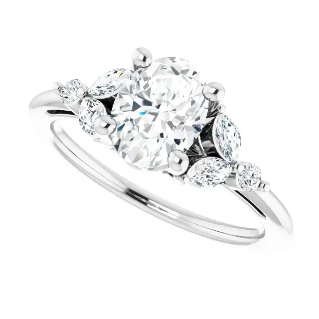 AURELIE Platinum Oval Lab Grown Diamond Engagement Ring - Image 4