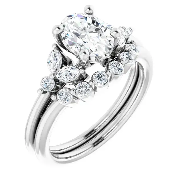 AURELIE Platinum Oval Lab Grown Diamond Engagement Ring - Image 7