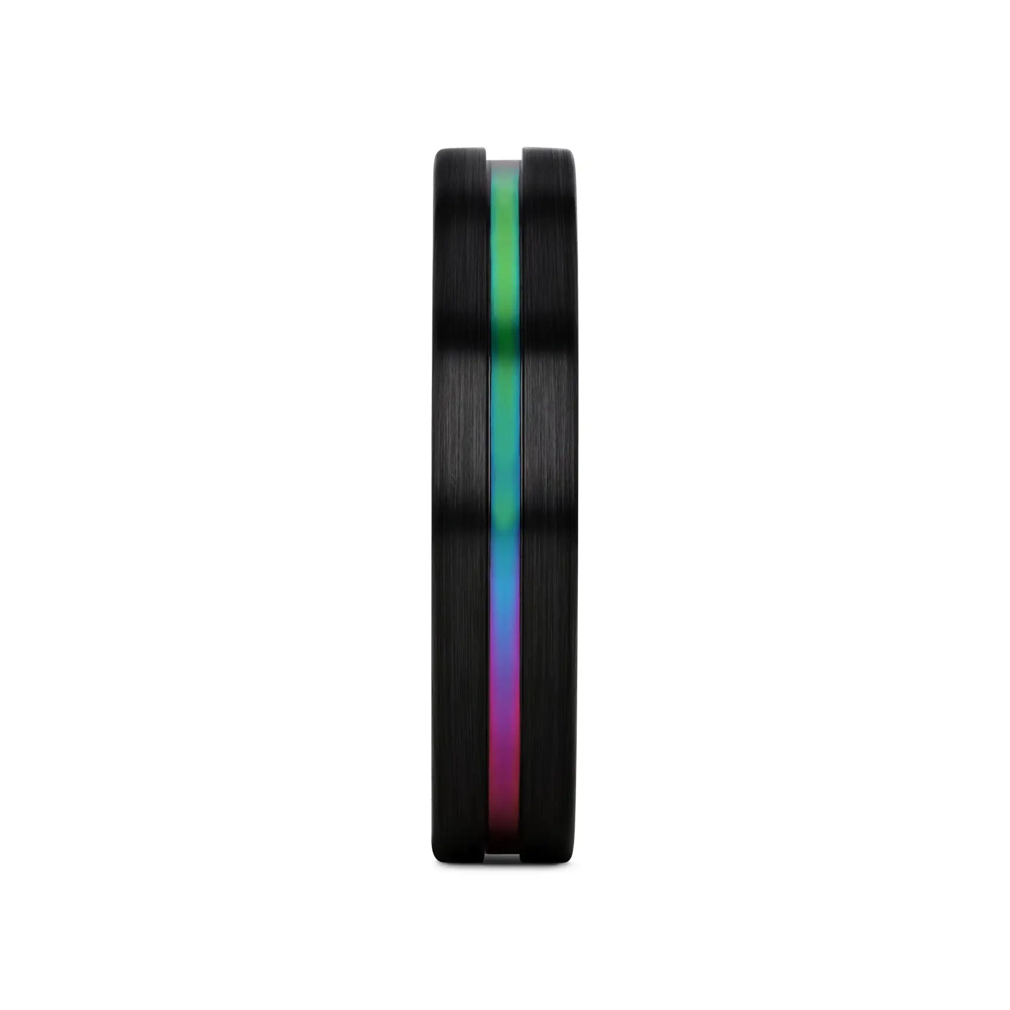 AZURE Flat Black Ceramic Ring Brushed with Rainbow Groove - 4mm - 8mm - Image 12