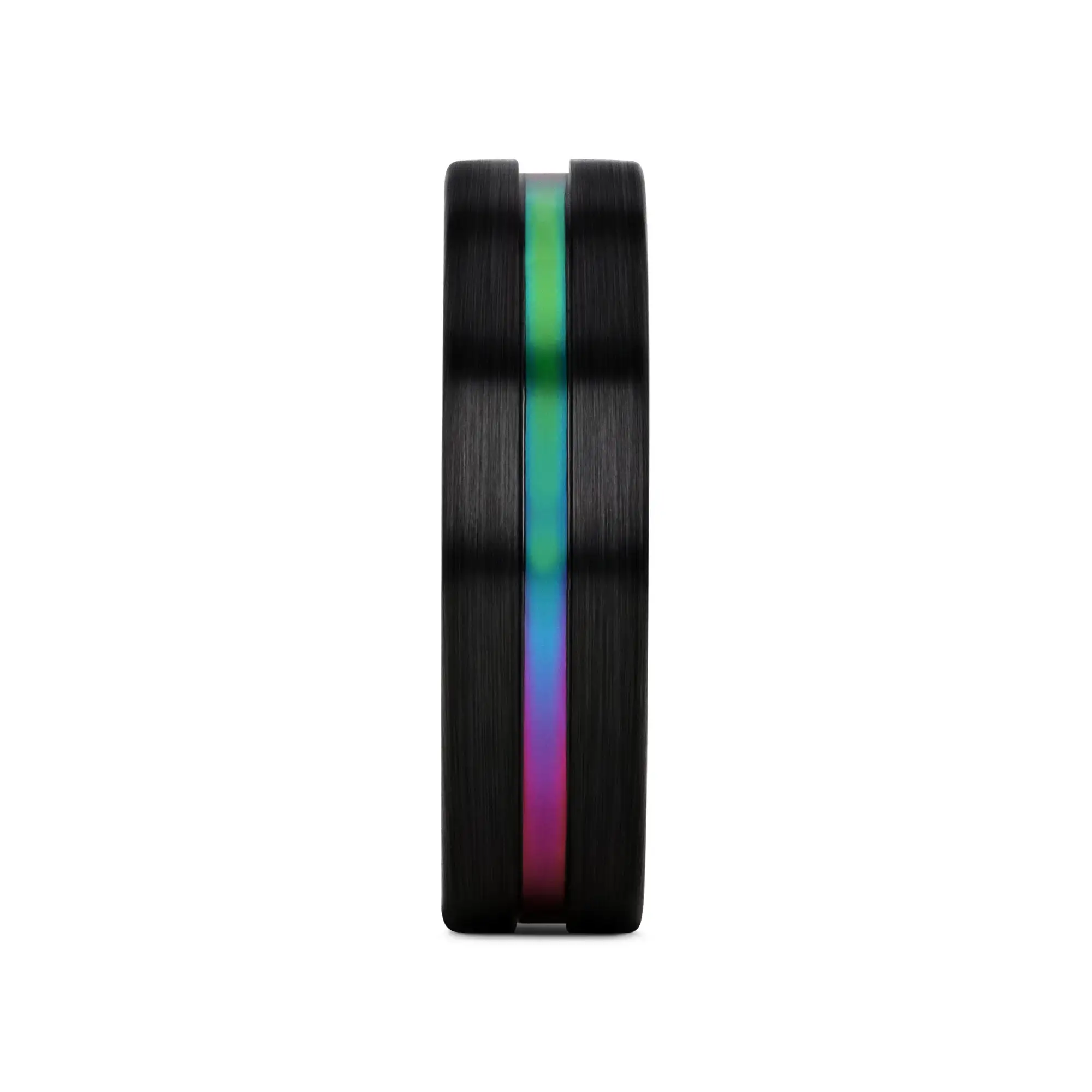 AZURE Flat Black Ceramic Ring Brushed with Rainbow Groove - 4mm - 8mm - Image 9