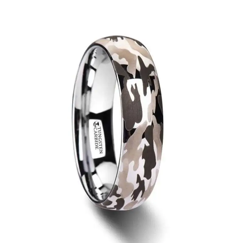 BATTALION Domed Tungsten Carbide Ring with Laser Engraved Camo Pattern - 6mm - 10mm - Image 3