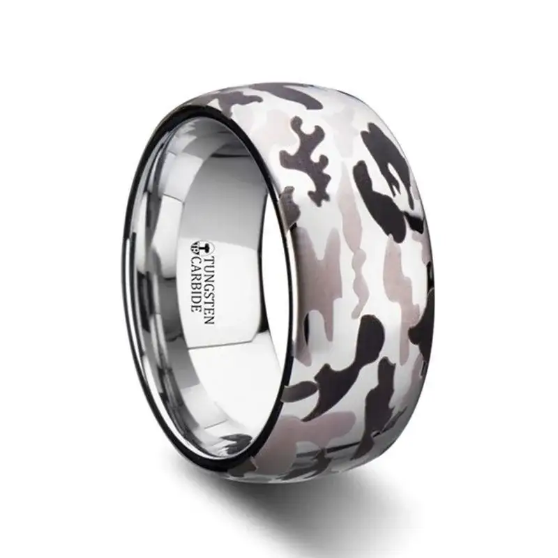 BATTALION Domed Tungsten Carbide Ring with Laser Engraved Camo Pattern - 6mm - 10mm - Image 4
