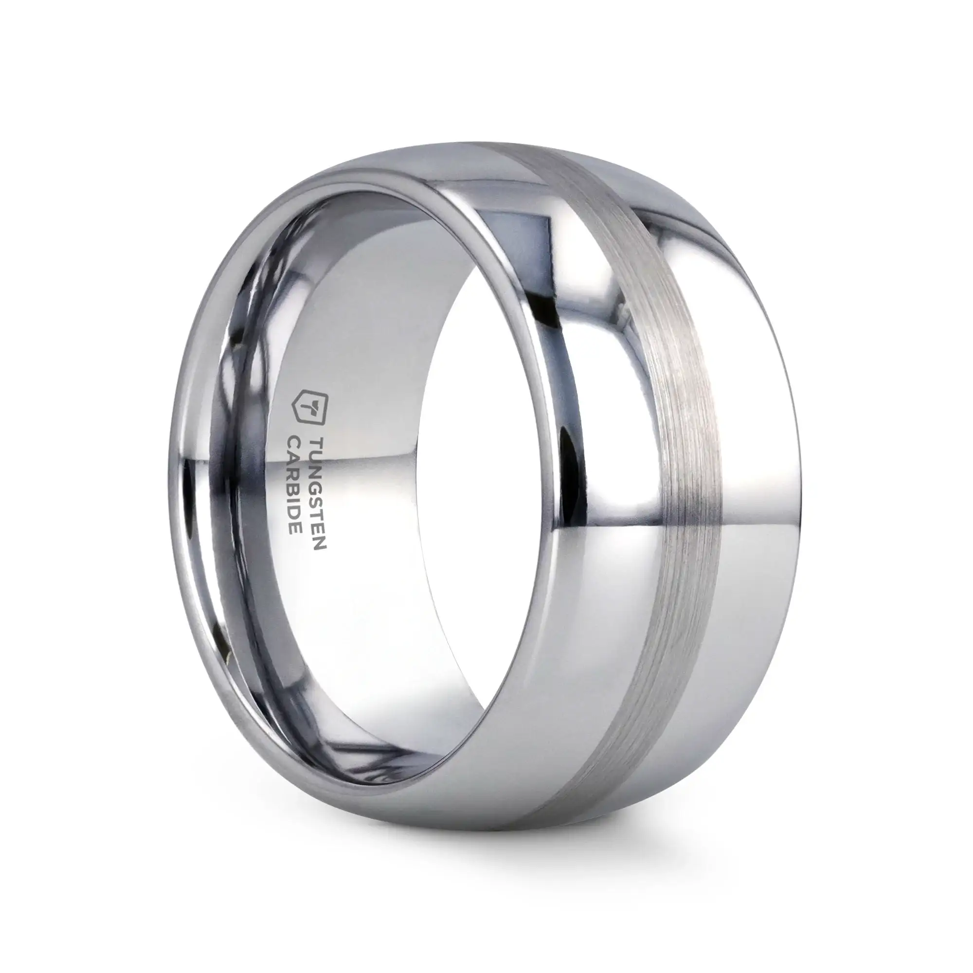 BELLATOR Domed with Brushed Stripe Tungsten Wedding Ring - 4mm to 12mm - Image 13