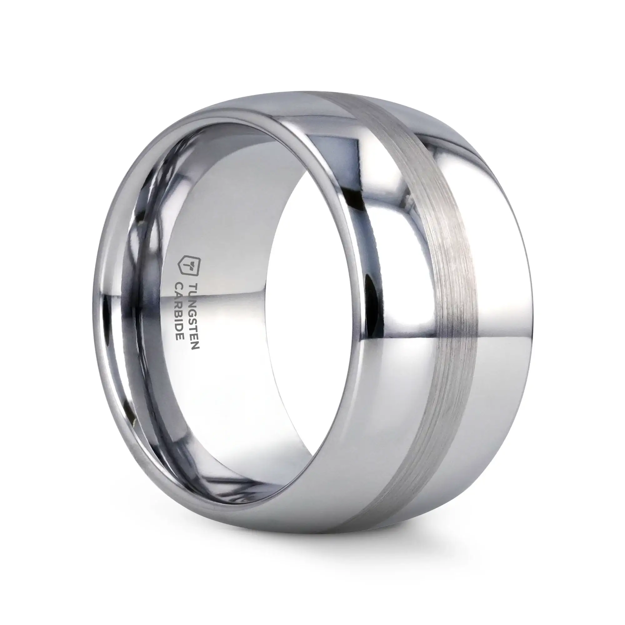 BELLATOR Domed with Brushed Stripe Tungsten Wedding Ring - 4mm to 12mm - Image 16