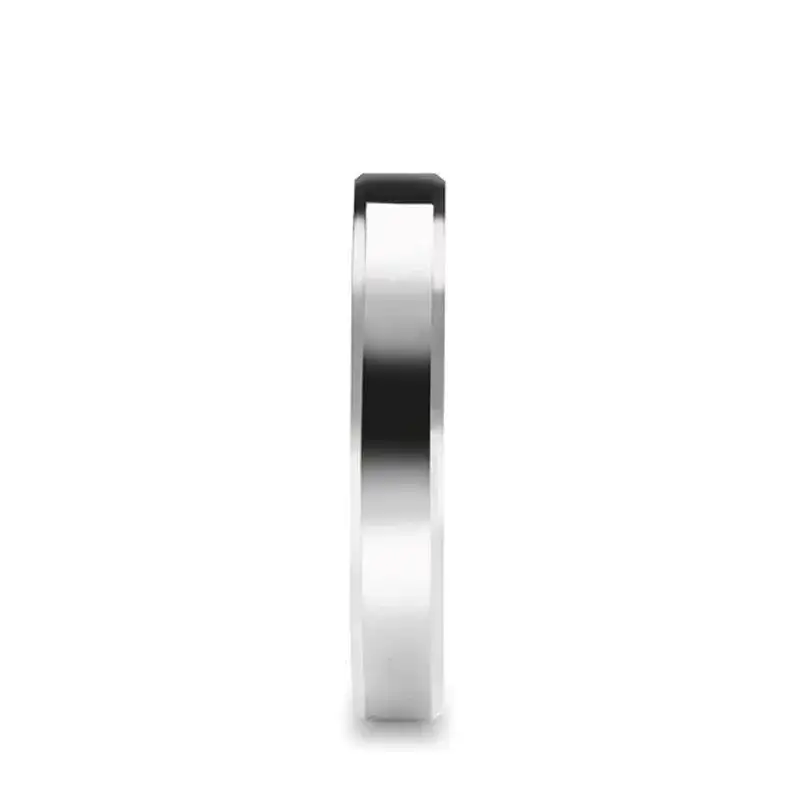 BELLISSIMA Ladies White Tungsten Wedding Band with Beveled Edges — 4mm–6mm - Image 2
