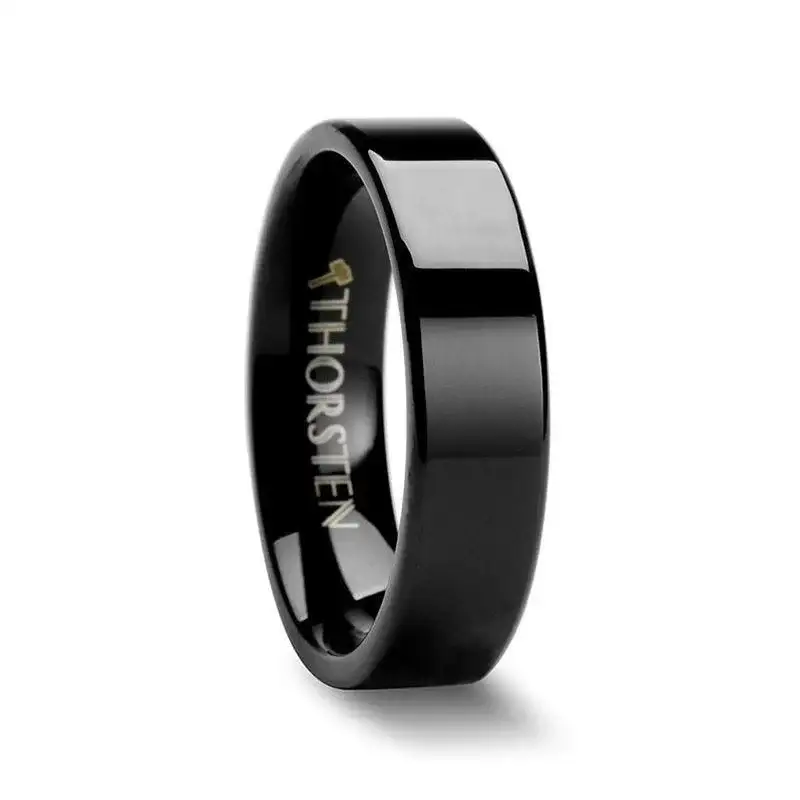 BELLONA Black Flat Tungsten Carbide Wedding Band - 4mm - 6mm - Image 2