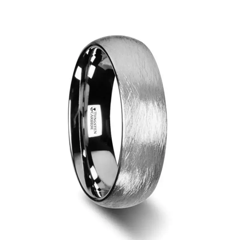 BLACKWALD Domed Tungsten Carbide Ring with Wire Brushed Finish – 6mm & 8mm - Image 3