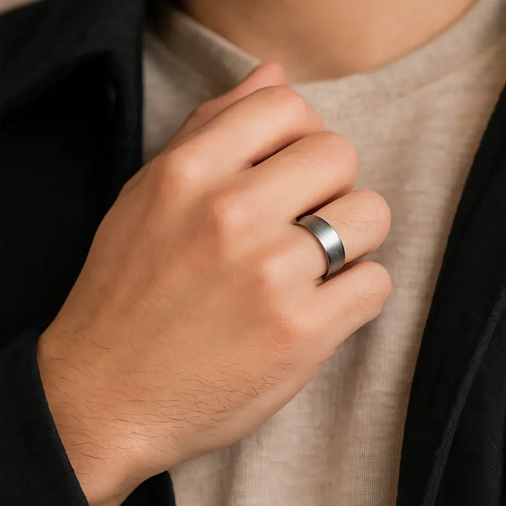BLACKWALD Domed Tungsten Carbide Ring with Wire Brushed Finish – 6mm & 8mm - Image 4