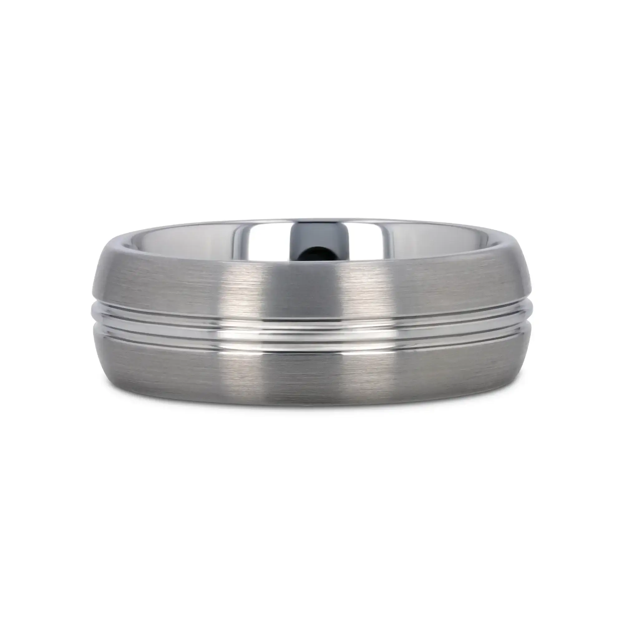 BOSS Tungsten Carbide Ring with Domed Center Groove and Brush Finish - 6mm & 8mm - Image 3