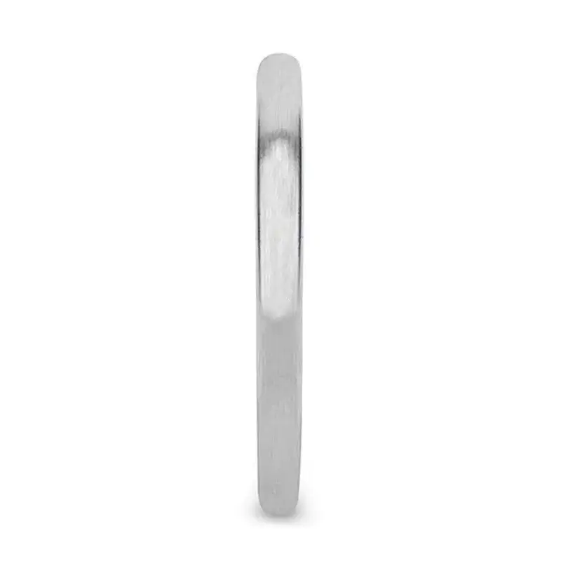 BRONWEN Domed White Tungsten Carbide Ring with Brushed Finish for Her - 2mm - Image 2