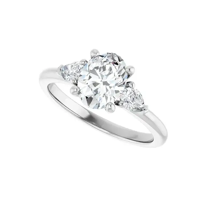 BUTTERCUP Silver Oval Lab Grown Diamond Engagement Ring - Image 5