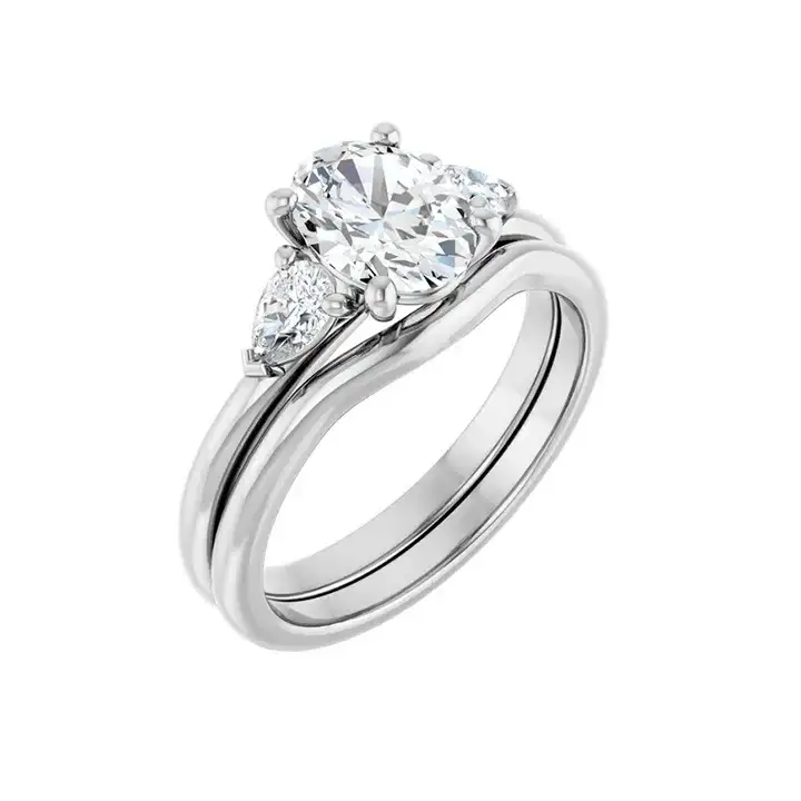 BUTTERCUP Silver Oval Lab Grown Diamond Engagement Ring - Image 6