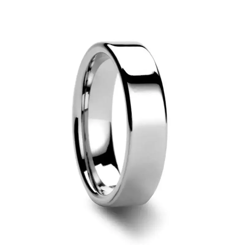 CALEDONIA Flat Polish Finished Cobalt Chrome Ring, Comfort Fit, 4mm–8mm - Image 3