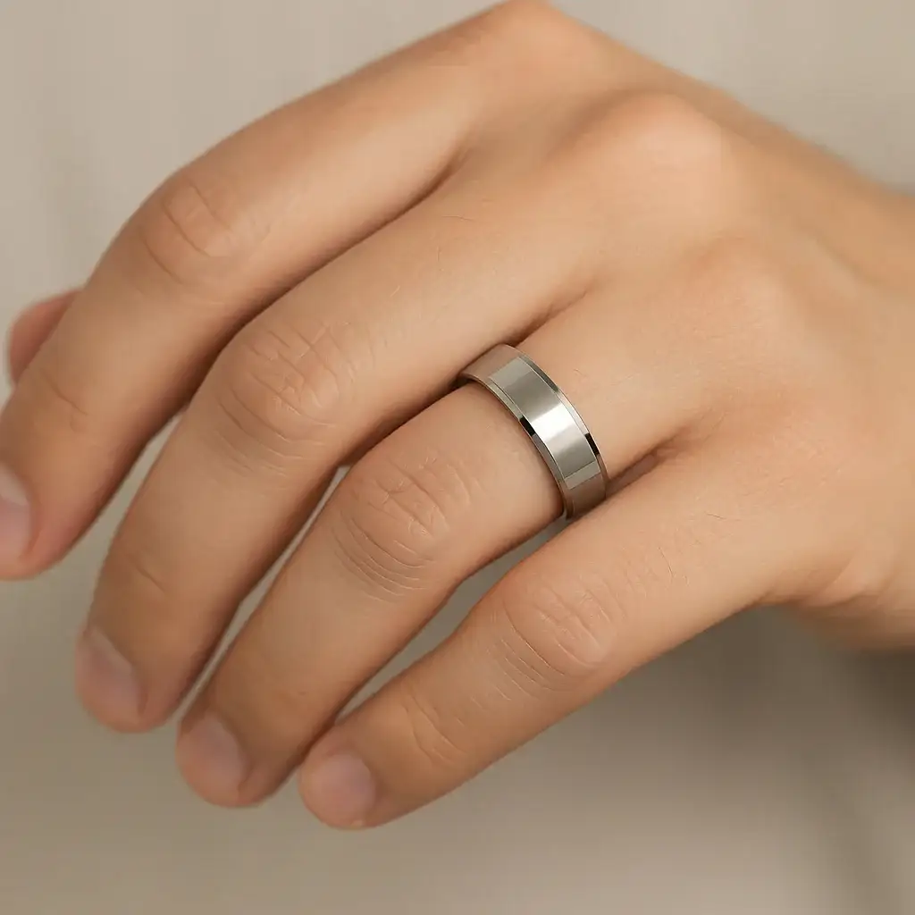CALERA Cobalt Chrome Ring with Beveled Edges and Polished Finish (4mm–8mm) - Image 3