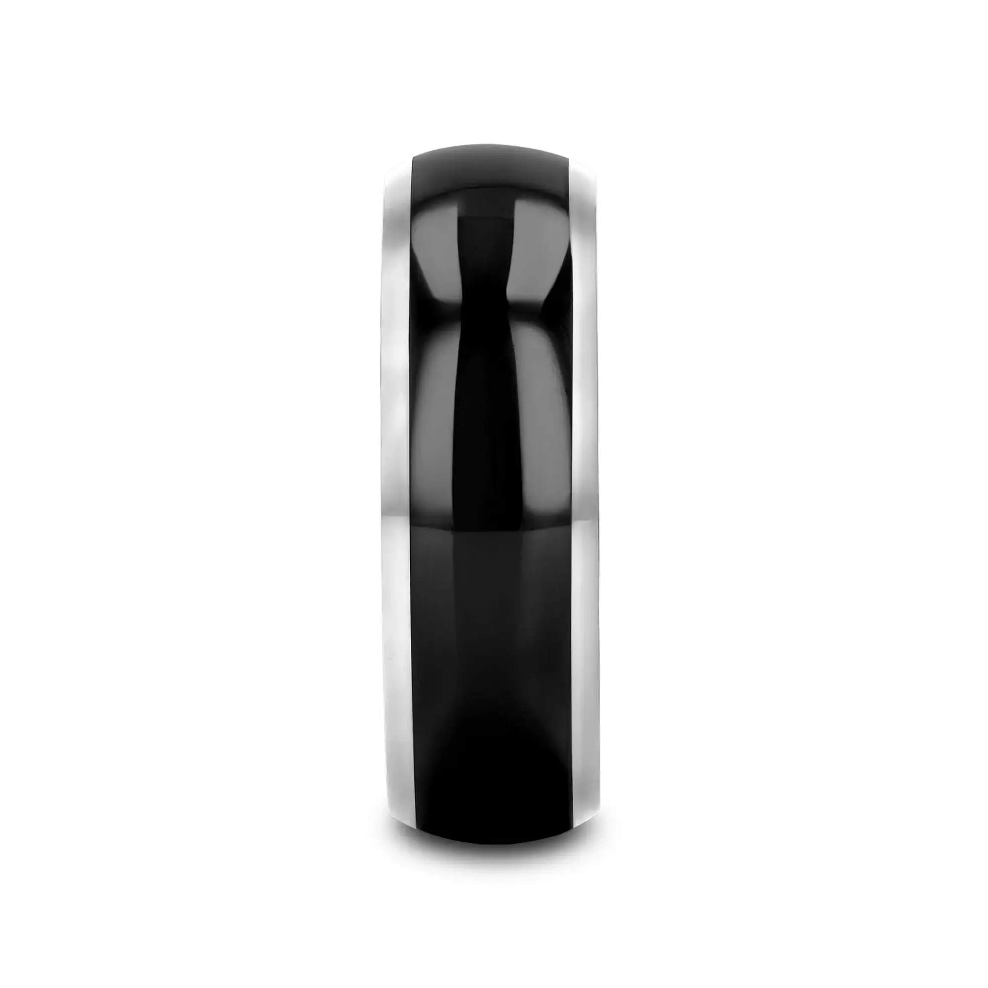 CARRERA Domed Black Ceramic and Tungsten Wedding Band, Comfort Fit — 6mm to 10mm - Image 6