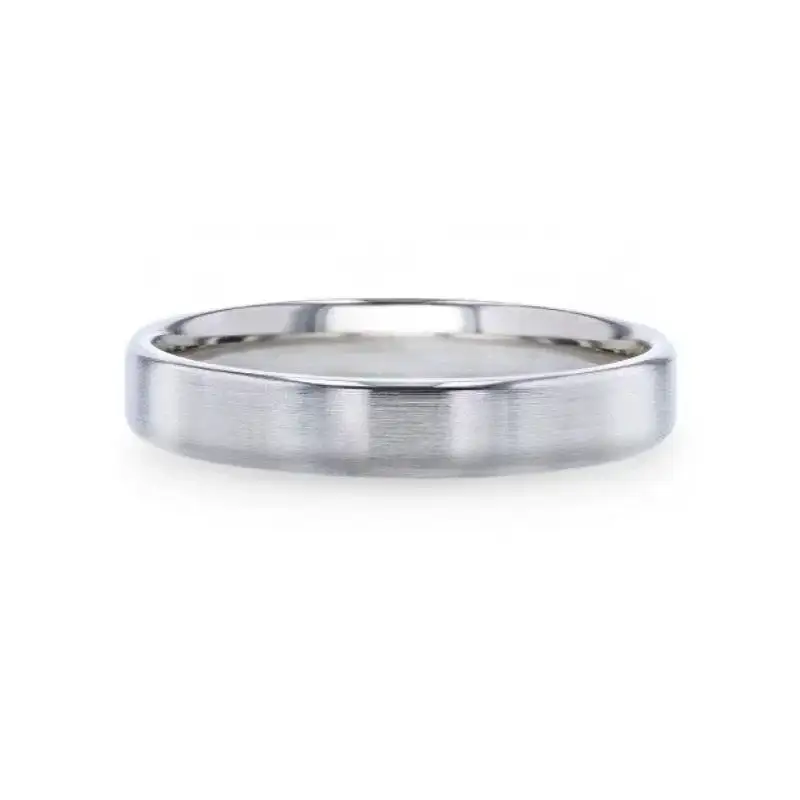 CASPER Silver Brushed Center Flat Style Wedding Band With Beveled Edges - 4mm & 8mm - Image 6