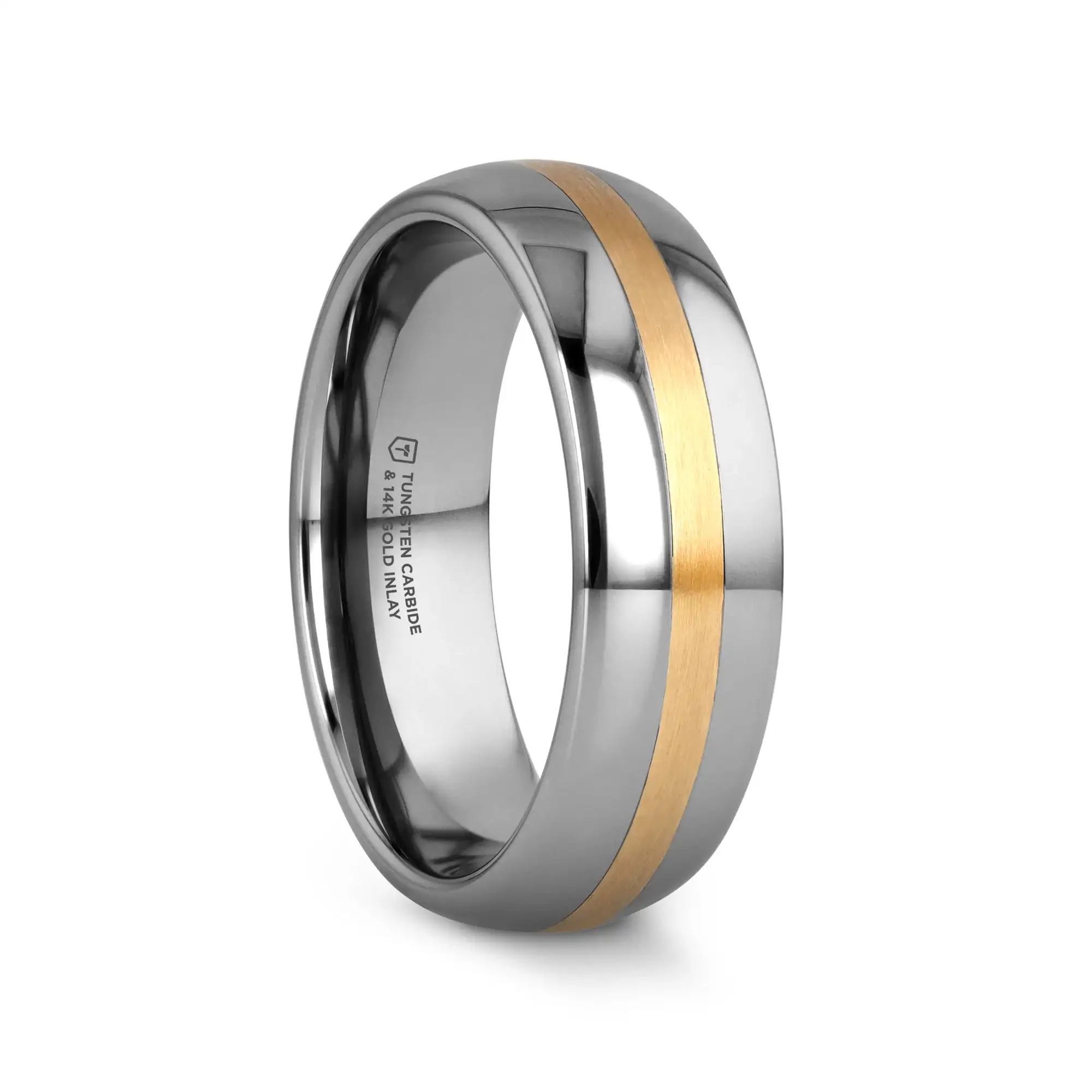 CENTURION 14K Gold Inlaid Domed Tungsten Ring 6mm or 8mm - Image 4