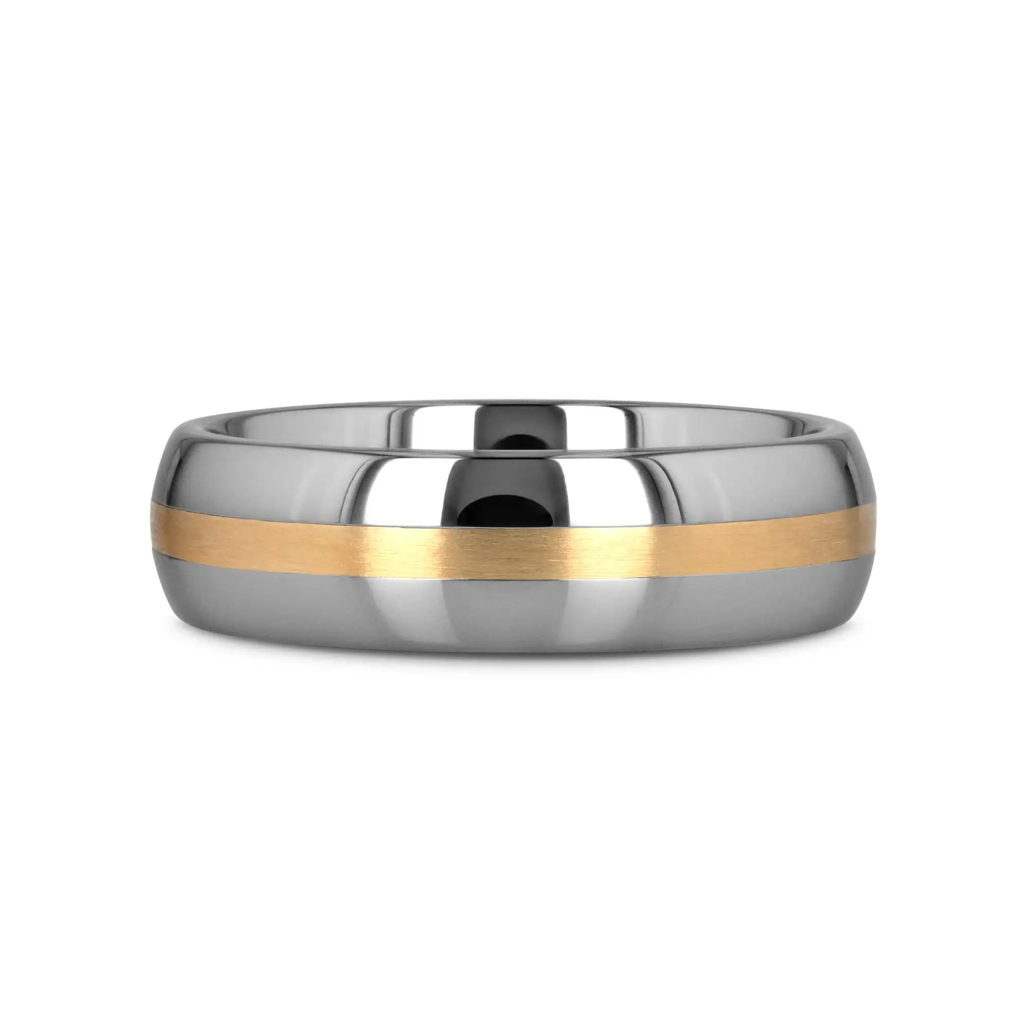 CENTURION 14K Gold Inlaid Domed Tungsten Ring 6mm or 8mm - Image 6