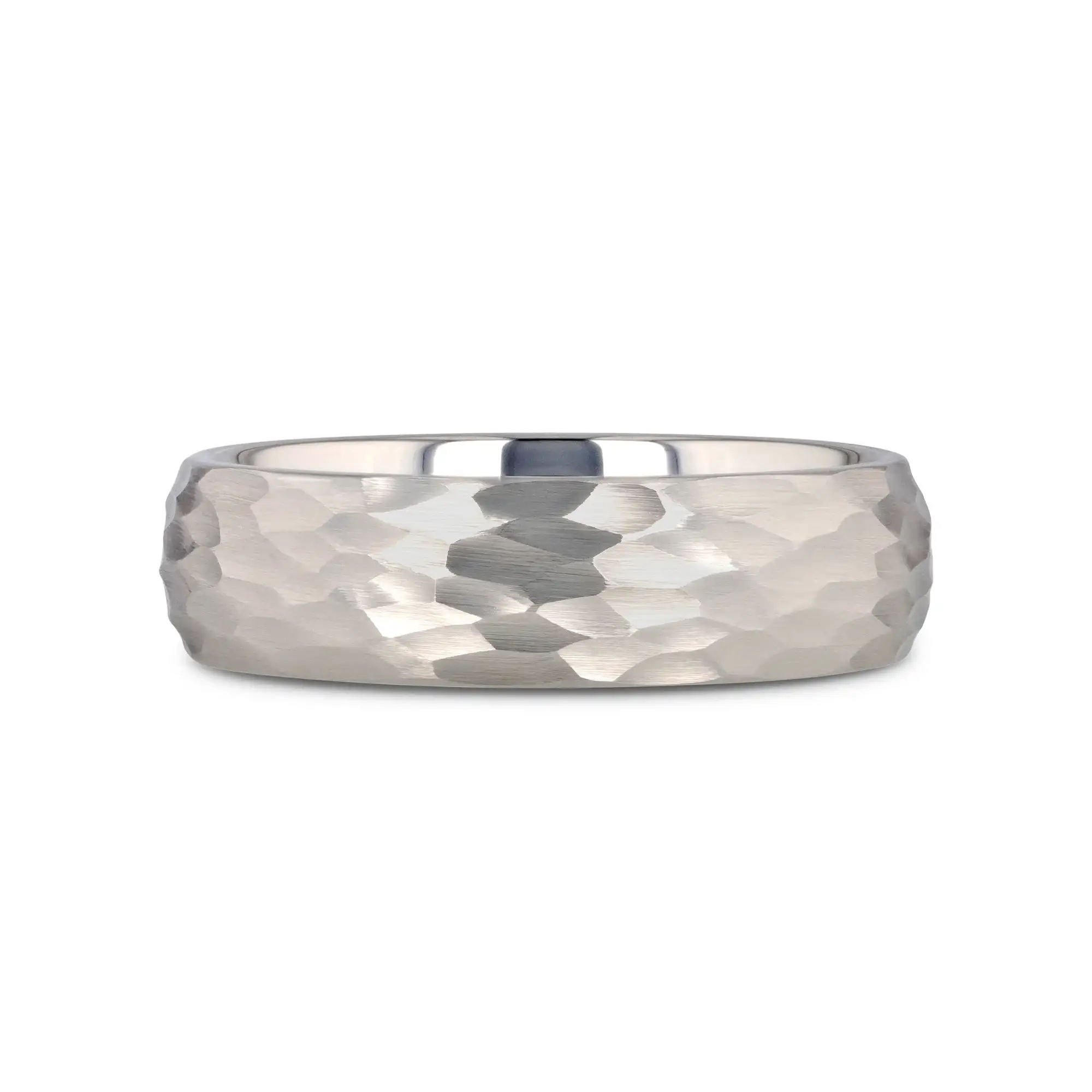 CHANDLER Domed Hammered Finish White Tungsten Ring - 6mm or 8mm - Image 10