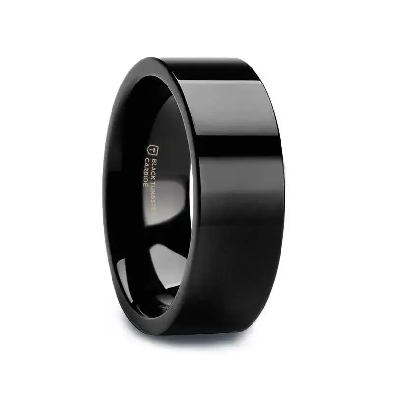 CHARLOTTE Black Flat Shaped Tungsten Wedding Ring for Her - 2mm - Image 3
